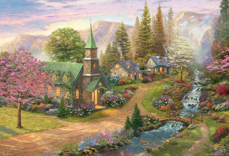 拼圖 - 繪畫/創作砌圖/閃耀的春天和河畔小教堂/2000塊